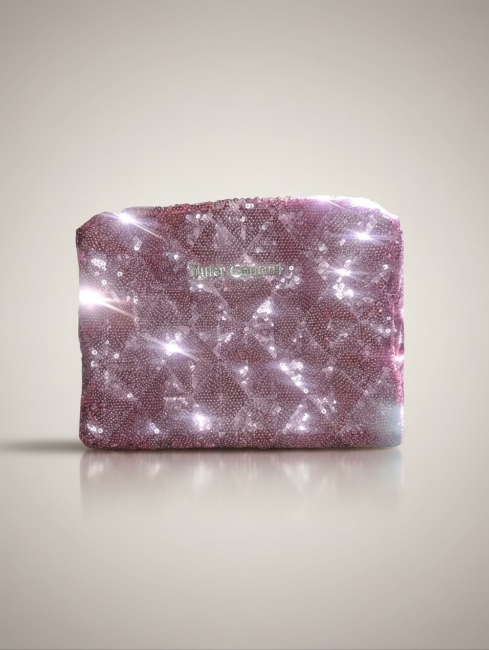 Juicy Couture Pink Sequin Quilted Cosmetic Bag